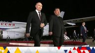 Vladimir Putin and Kim Jong Un. Pic: AP
