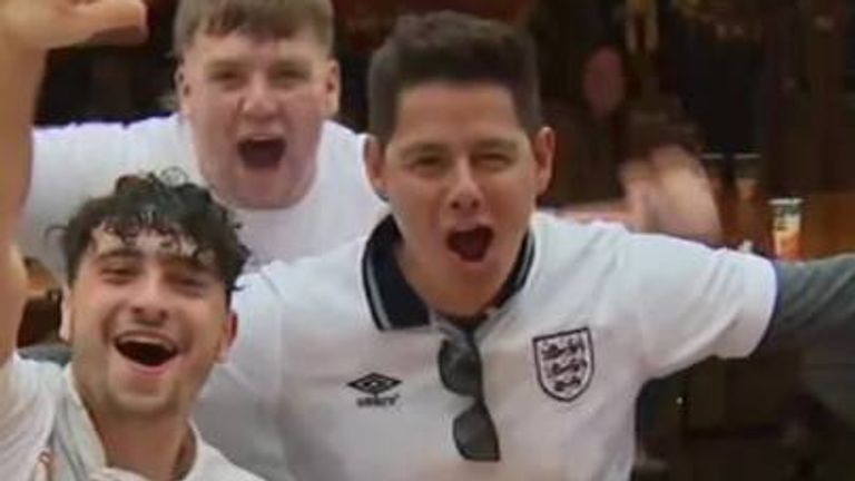 Fans roar their support for England after their nail-biting win against Slovakia