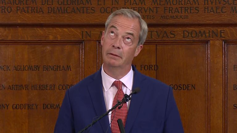 Nigel Farage rolls his eyes when asked about joining the Tories