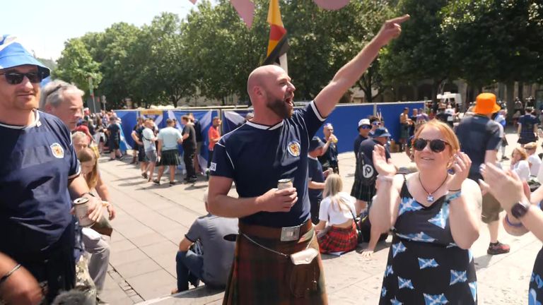 Scotland fans have been chanting and even played the pipe in the streets in preparation for the Euro 2024 match against Hungary.