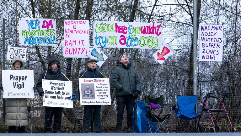 Activists from the 40 Days for Life group near to Glasgow's Queen Elizabeth University Hospital earlier this year. Pic: PA