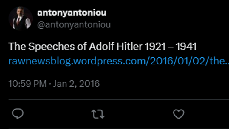 A tweet from Antony Antoniou's account on 2 January 2016