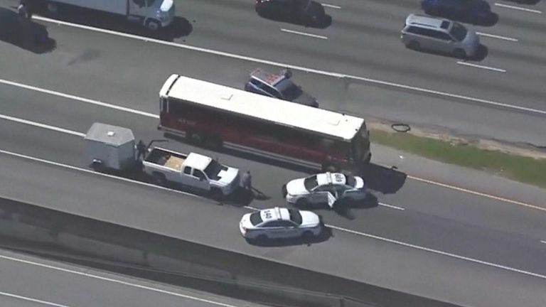Police chase a bus being driven recklessly through Atlanta