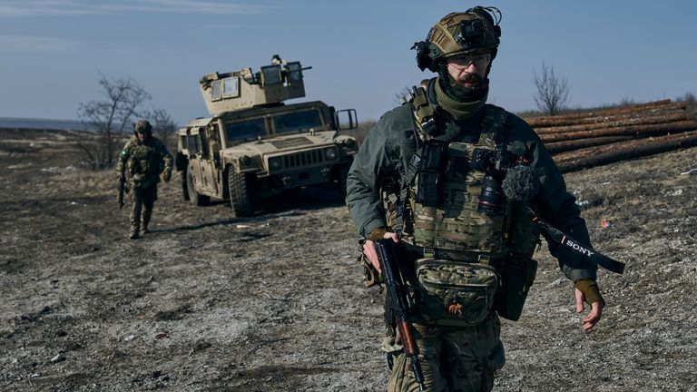 Azov Brigade soldiers near Bakhmut, Donetsk region, Ukraine. Pic: AP