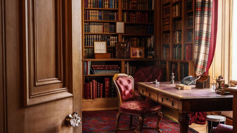 The library at Balmoral Castle used by King Charles as his working study. Pic: PA