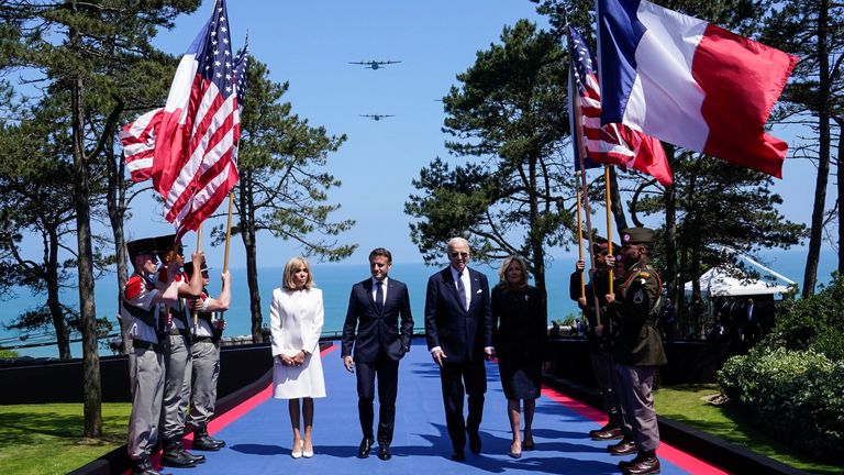Joe Biden, first lady Jill Biden, French President Emmanuel Macron and his wife Brigitte Macron