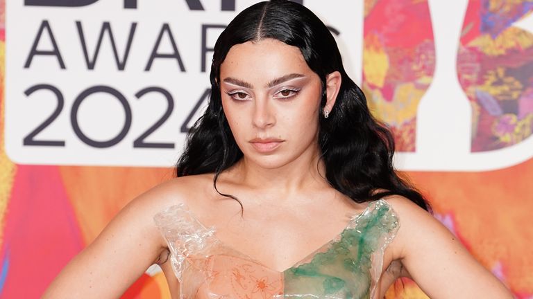 Charli XCX at the Brit Awards 2024 at the O2 Arena in London.  Photo: Ian West/PA