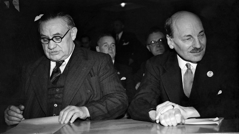 Clement Attlee and Nye Bevan. Pic: PA