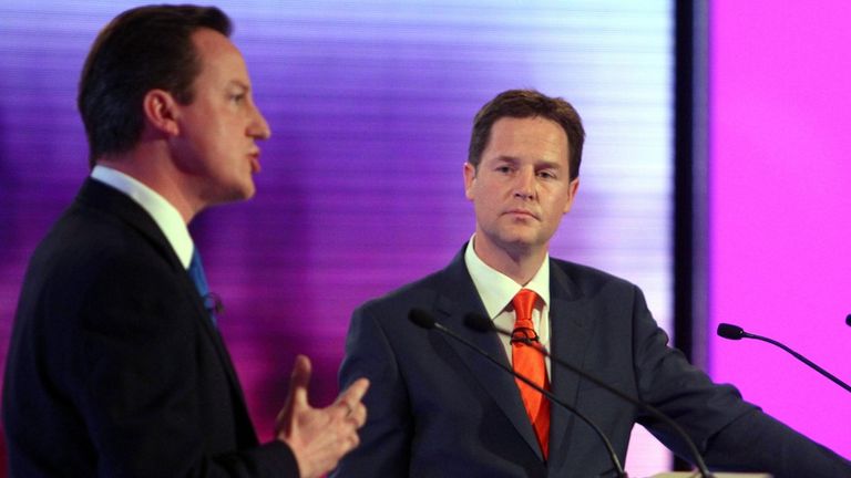 David Cameron and Nick Clegg debate ahead of the 2010 election. Pic: Reuters