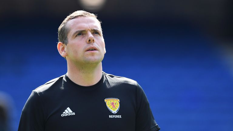 Assistant referee and leader of the Scottish conservative party Douglas Ross MP prior to the Scottish Premiership match at Ibrox Stadium, Glasgow.