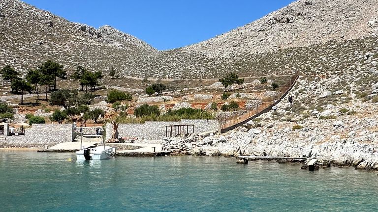 Pic: Reuters
A view of the area where the body of British TV presenter Michael Mosley was found on the southeastern Aegean Sea island of Symi, Greece, June 9, 2024. REUTERS/Panormitis Chatzigiannakis BEST QUALITY AVAILABLE