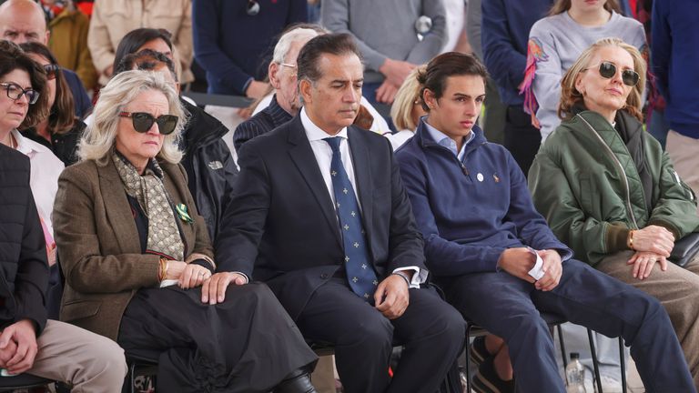 Dr Sinead O'Malley (left) and Dr Sanjoy Kumar (second left), parents of Grace O'Malley-Kumar during a memorial event at the University of Nottingham .
Pic: PA