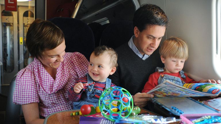 With his wife Justine and sons Sam (second left) and Daniel (right). Pic: PA