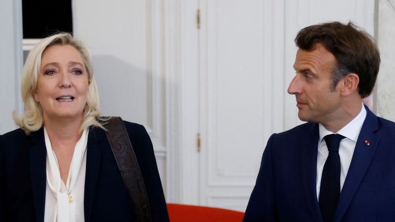 Marine Le Pen and Emmanuel Macron. Pic: Reuters