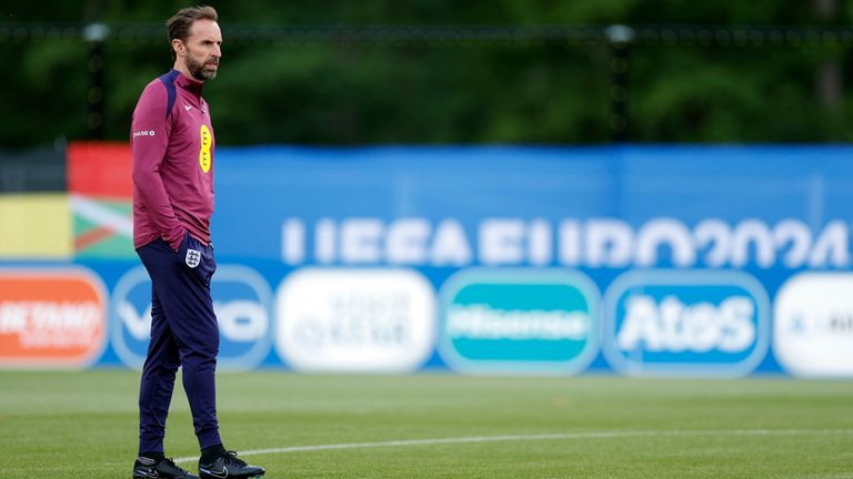 Soccer Football - Euro 2024 - England Training - Blankenhain, Germany - June 12, 2024 England manager Gareth Southgate during training REUTERS/John Sibley