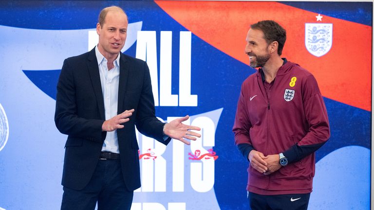 The Prince of Wales and  Gareth Southgate during a visit to St George's Park