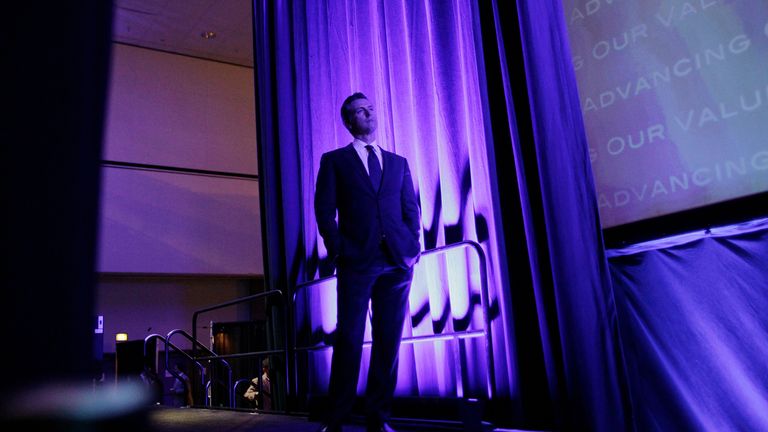 Newsom backstage at the 2014 California Democrats State Convention. Pic: Reuters