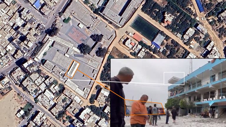 Sky News determined the location of the school by matching landmarks. Pic: Google Earth
