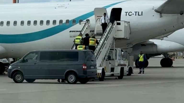 A deportation flight taking off in Germany