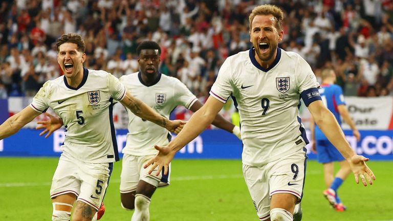 Harry Kane scored the winning goal for England in extra-time vs Slovakia. Pic: Reuters