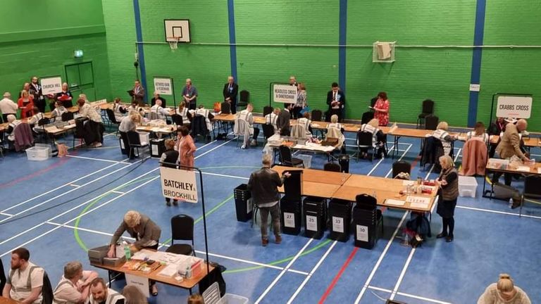 Holly can be seen in the bottom right during a count. Pic: Redditch Borough Council