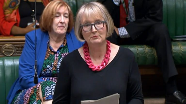 Pic: House of Commons. Harriet Harman MP speaks in the House of Commons, London, during a debate about the House of Commons Committee of Privileges report into whether former prime minister Boris Johnson misled Parliament over partygate. Picture date: Monday June 19, 2023.
