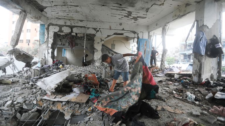 A young child in the aftermath of the attack. Pic: AP