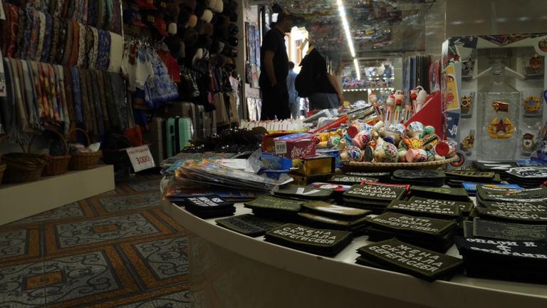 View of a store in Moscow selling pro-Russia and pro-war merchandise