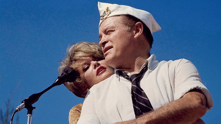 Janis Paige with Bob Hope entertaining troops in Saigon, South Vietnam in 1964 Pic: AP
