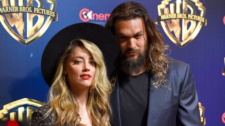 Amber Heard and Jason Momoa promoting Aquaman in 2018. Pic: AP