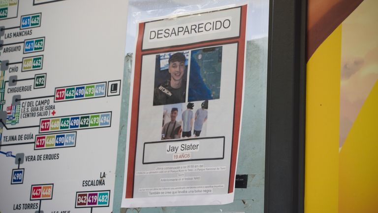 A missing persons sign for Jay Slater in San Tiago del Teide. Pic: Adele-Momoko Fraser