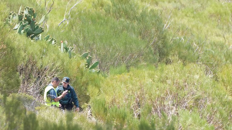 Members of the Guardia Civil near the last known location of Jay Slater, near to the village of Masca, Tenerife, where the search for missing British teenager Jay Slater, 19, from Oswaldtwistle, Lancashire, continues. Picture date: Sunday June 23, 2024.
