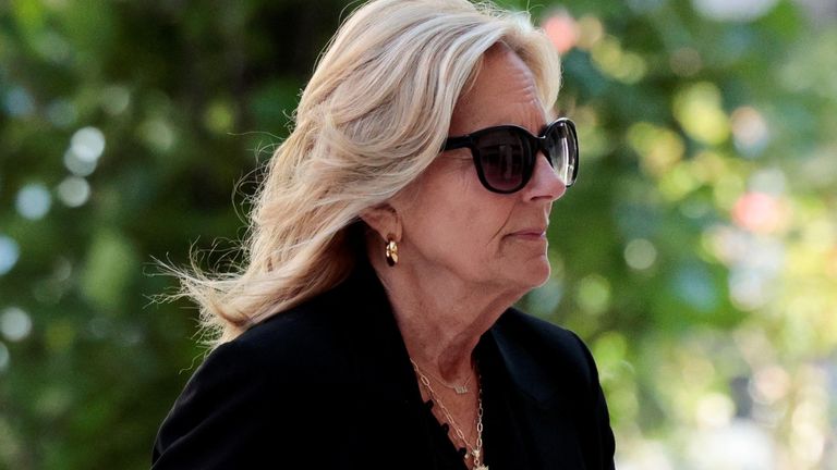 U.S. first lady Jill Biden arrives at the federal court for Hunter Biden's trial on criminal gun charges, in Wilmington, Delaware, U.S., June 10, 2024. REUTERS/Hannah Beier