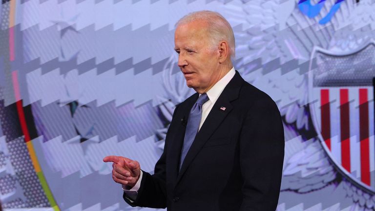 Joe Biden takes the stage..
Pic: Reuterts