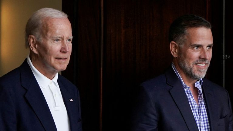 Joe Biden and his son Hunter in 2022. Pic: Reuters