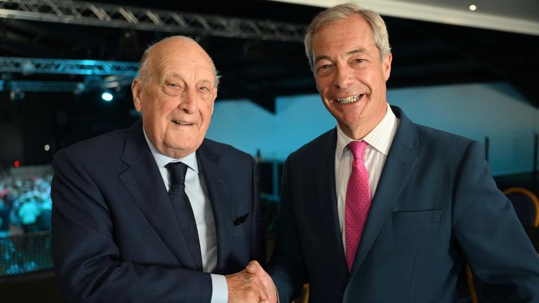 Sir John Hall with Nigel Farage. Pic: 