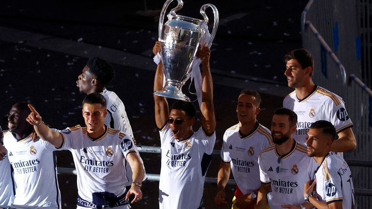 Real Madrid celebrate winning the Champions League in Madrid. Pic: Reuters