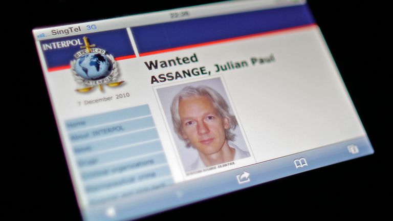 A wanted page for WikiLeaks founder Julian Assange is seen on the Interpol Internet website taken December 7, 2010. Assange handed himself in to British police on Tuesday after Sweden issued a warrant for his arrest over allegations of sex crimes, London's Metropolitan Police said. REUTERS/Tim Chong (SINGAPORE - Tags: CRIME LAW POLITICS IMAGES OF THE DAY)