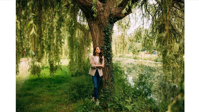 Kate was pictured surrounded by nature. Pic: Matt Porteous.
