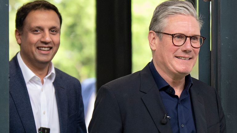 Keir Starmer with Scottish Labor leader Anas Sarwar. Photo: PA