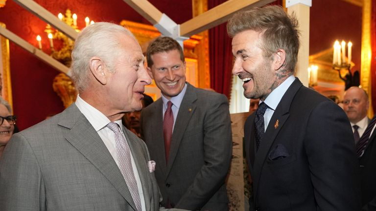 The King and Beckham agreed on the outlook for England at the Euros. Pic: PA