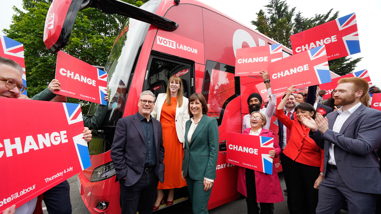 Labour's battle bus. Pic: PA