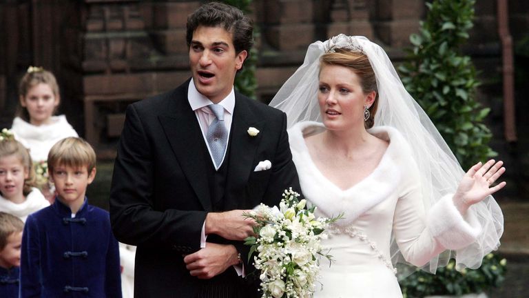 Hugh Grosvenor's sister Lady Tamara married her husband Edward van Cutsem at Chester Cathedral in 2004. Pic: AP