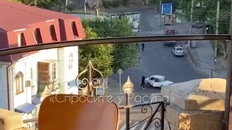 Footage of a reported shootout between gunmen and police in Makhachkala, Dagestan, Russia