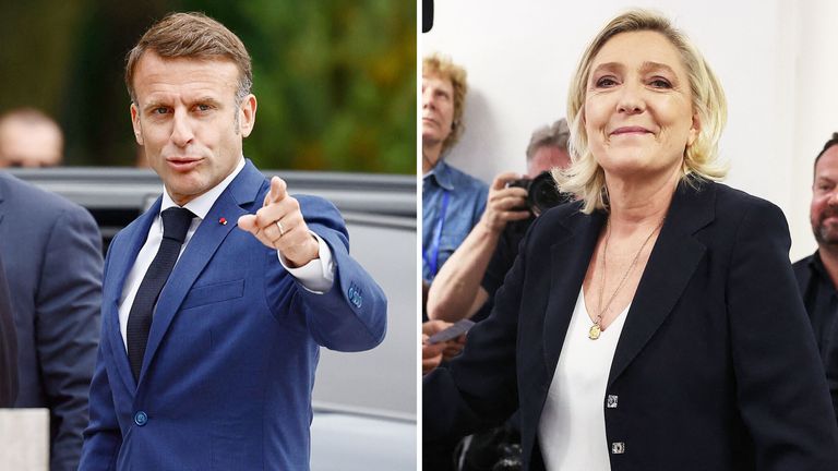 Emmanuel Macron and Marine Le Pen.
Pic: Reuters