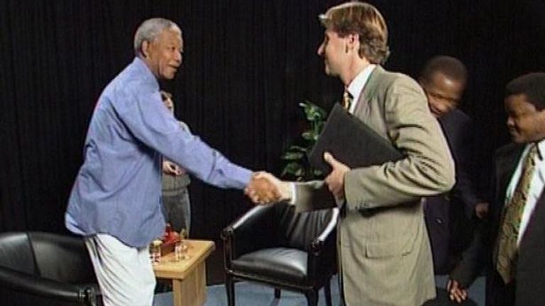 Nelson Mandela and Mark Austin in 1994