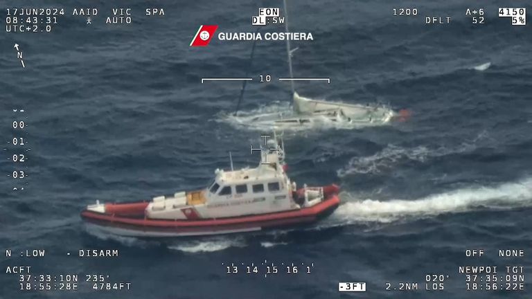Coast guard footage of the boat after it had capsized