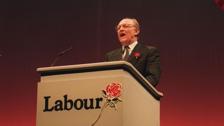Neil Kinnock delivers an infamous Labour rally in Sheffield. Pic: PA