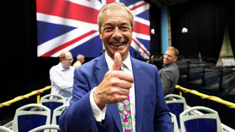 Nigel Farage after his interviews with reporters.  Photo: Reuters