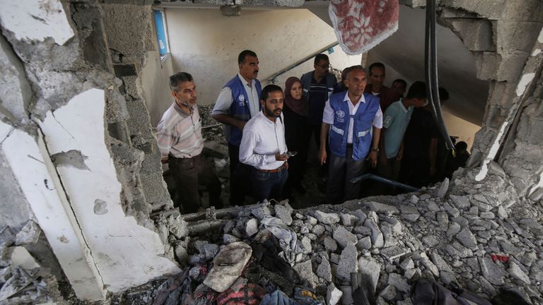 Witnesses and hospital officials said the pre-dawn strike hit the al Sardi School, run by the UN. Pic: mar Naaman/picture-alliance/dpa/AP Images